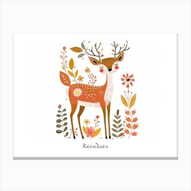 Little Floral Reindeer 1 Poster Canvas Print