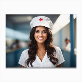 Portrait Of Pretty Smiling Nurse 3 Canvas Print