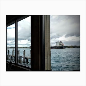 Ship From A Restaurant Window Canvas Print