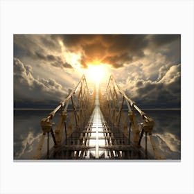 Bridge To Heaven. Bridging the Beyond: The Wooden Pier's Ascend to the Sky. Canvas Print