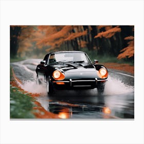 Porsche 911 Driving In Rain Canvas Print