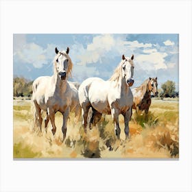 Horses Painting In Mendoza, Argentina, Landscape 2 Canvas Print