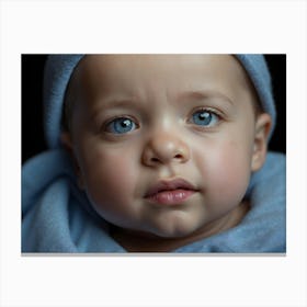 Portrait Of A Baby With Blue Eyes Canvas Print