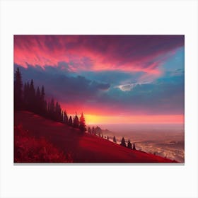 Sunset Over A Mountain Canvas Print