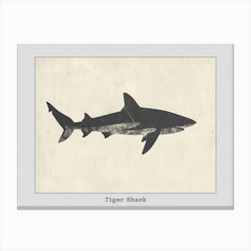 Tiger Shark Grey Silhouette 1 Poster Canvas Print