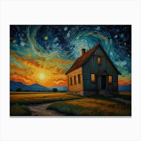 Starry Night House Canvas Print