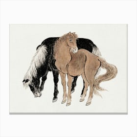 Katsushika Hokusai Two Horses Canvas Print