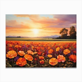 Poppies At Sunset 1 Canvas Print