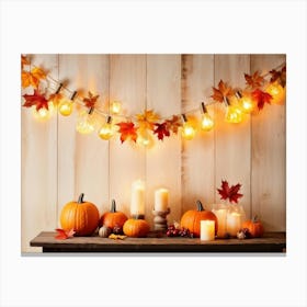 Autumn Themed Generative Light Decor Capturing The Essence Of Thanksgiving Watercolor Gourds And Pu (5) Canvas Print