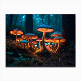 Magical gloving Mushroom Forest 3 Canvas Print