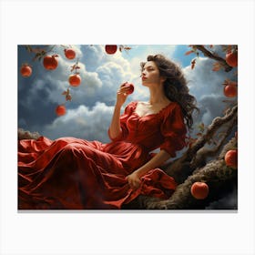 Upscaled A Woman Sitting Under An Apple Tree And Cradled By Clouds 619758de F5c5 4108 B7fe 1eb251539fed Canvas Print