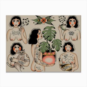 Tattooed Women Canvas Print