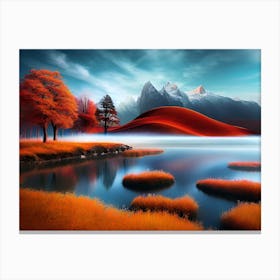 Lake with mountains Canvas Print