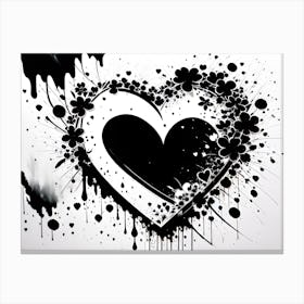 Black And White Heart 5 Canvas Print