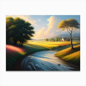 River In The Countryside Canvas Print