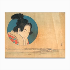 Portrait Of A Woman In Large Circle , Katsushika Hokusai Canvas Print