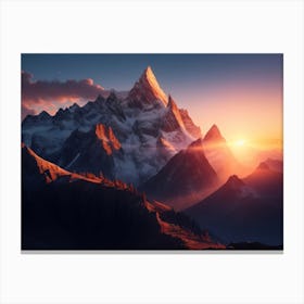 Sunset Painting The Mountains Canvas Print