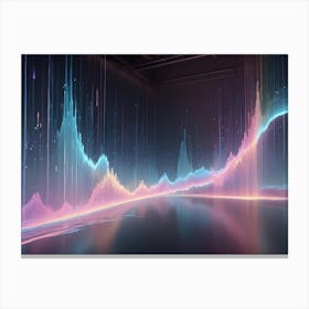 An Abstract Image Of A Futuristic Cityscape With Glowing Lines And Particles Canvas Print