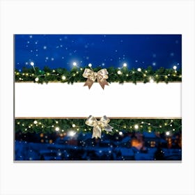 Festive Ornament Delicately Perched Atop A Glistening Christmas Ribbon Forming The Border Of A Festi 2 1 Canvas Print