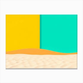 Color blocked sandy beach in summer with sun Canvas Print