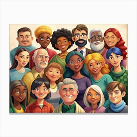 Group Of Diverse Smiling People Canvas Print