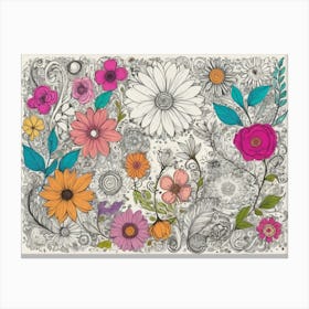 Doodle Flowers 3 Canvas Print