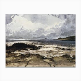 Vintage Painting Rocky Shore Canvas Print