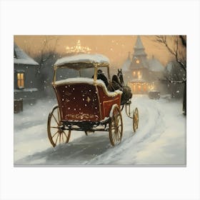 Horse Drawn Carriage In The Snow Canvas Print