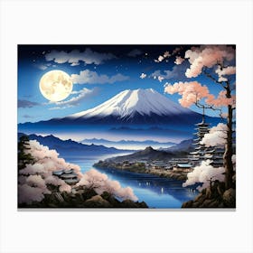 Moonlight Over Mount Fuji 2 Canvas Print