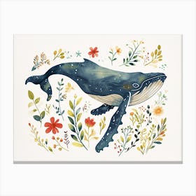 Little Floral Humpback Whale 2 Canvas Print