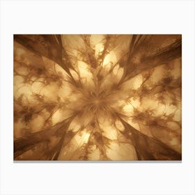 Intricate, Abstract Fractal Design With A Warm, Golden Color Palette, Resembling A Blooming Flower Or Celestial Body Canvas Print