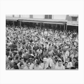 Crowd Of People Waiting For Cajun Band Contest To Begin, National Rice Festival, Crowley, Louisiana By Russell Lee Canvas Print