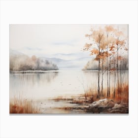 A Painting Of A Lake In Autumn 73 Canvas Print