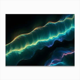 Abstract Image Of Swirling, Flowing Lines In Shades Of Blue, Green, And Yellow, Resembling A Nebula Or Cosmic Landscape Canvas Print