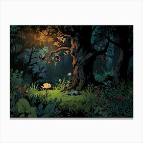 Forest At Night 1 Canvas Print