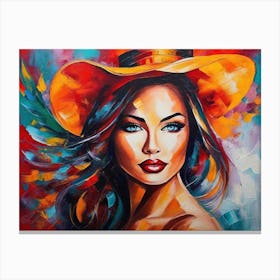 Charming Woman In A Hat Canvas Print