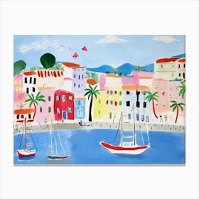 Ancona Italy Cute Watercolour Illustration 3 Canvas Print