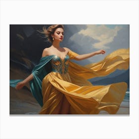 Woman In A Yellow Dress 2 Canvas Print