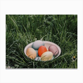 Easter Eggs In The Grass Canvas Print