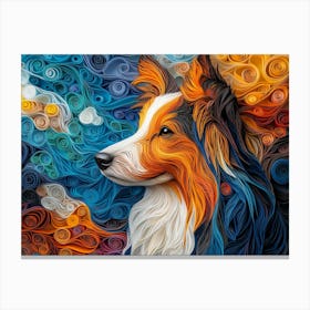 Shetland Sheepdog Paper Quilling Dog Portrait II Canvas Print