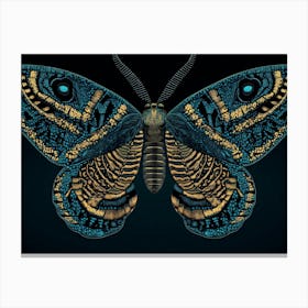 Moth On Black Background Canvas Print