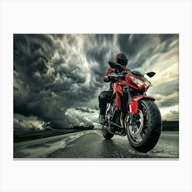 Rider On Red Bike (21) Canvas Print