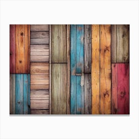 Colorful wood plank texture background 13 Canvas Print