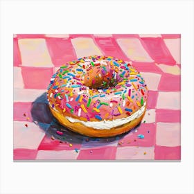 Pink Cream Donut Pink Abstract Checkerboard Canvas Print