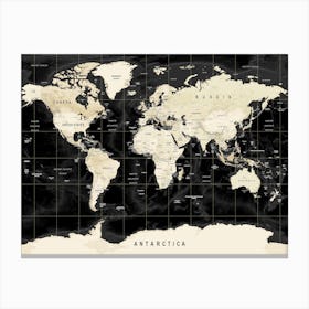 World Map Dark background color Canvas Print