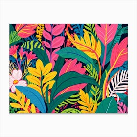 Tropical Leaves Seamless Pattern 4 Canvas Print