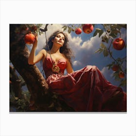Upscaled Painting Of Woman Sitting On An Apple Tree In The Style O Cb1d9f41 3a7b 4a79 8531 Abb8a8886d06 Canvas Print