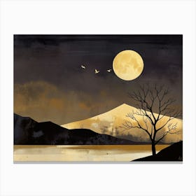 Full Moon Over Lake 1 Canvas Print