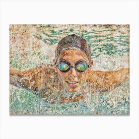 Swimmer In The Pool Canvas Print