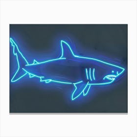 Blue Neon Great White Shark 3 Canvas Print